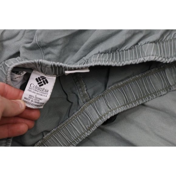 Vtg 90s Columbia Mens Large Faded Spell Out Belted Above Knee Cargo Shorts Green - Picture 6 of 9